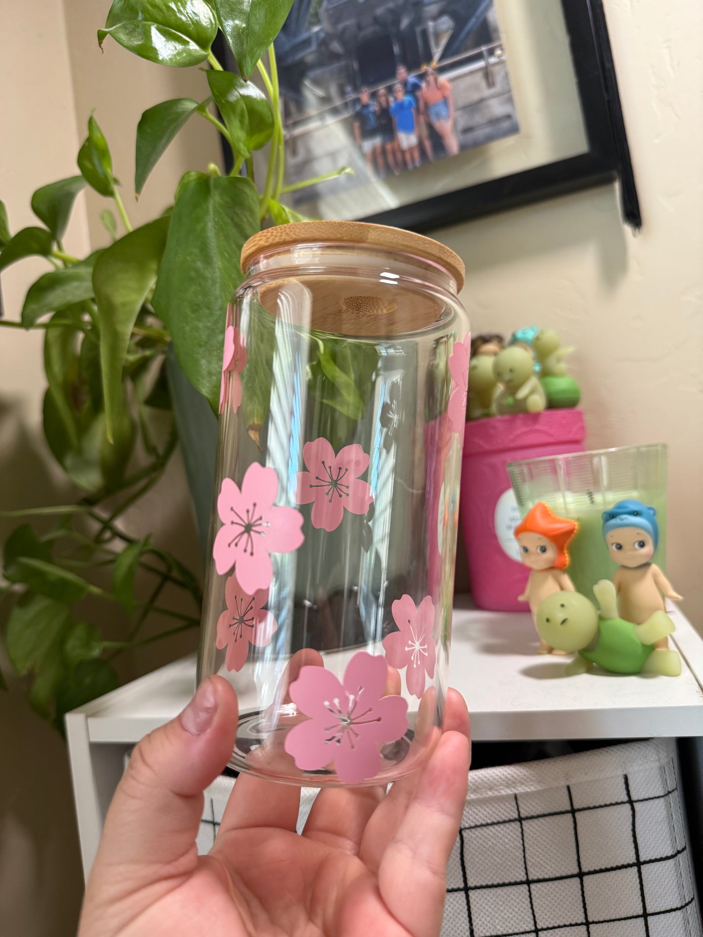 Cherry blossom glass cup