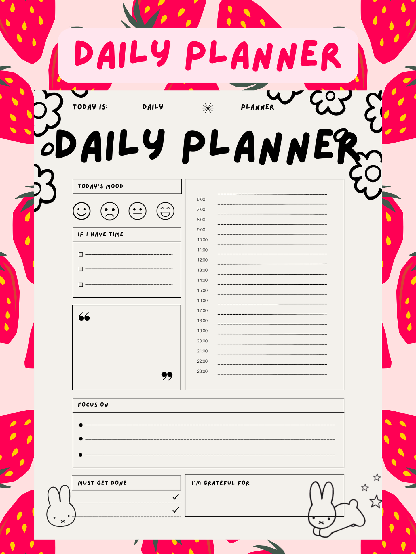 Daily Planner PDF- DIGITAL DOWNLOAD