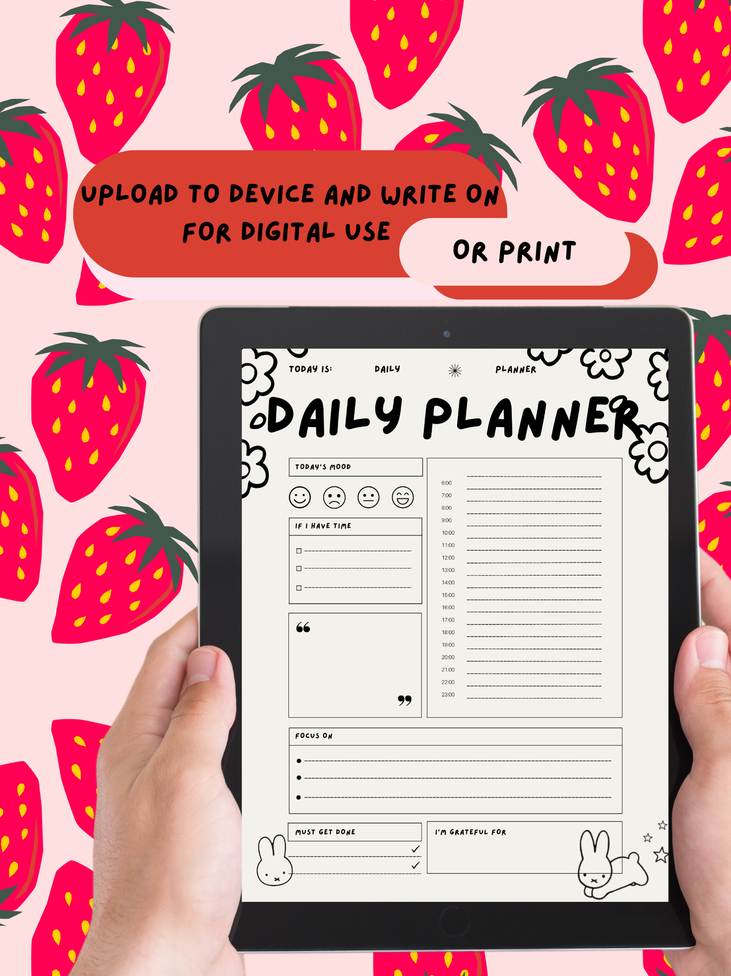 Daily Planner PDF- DIGITAL DOWNLOAD