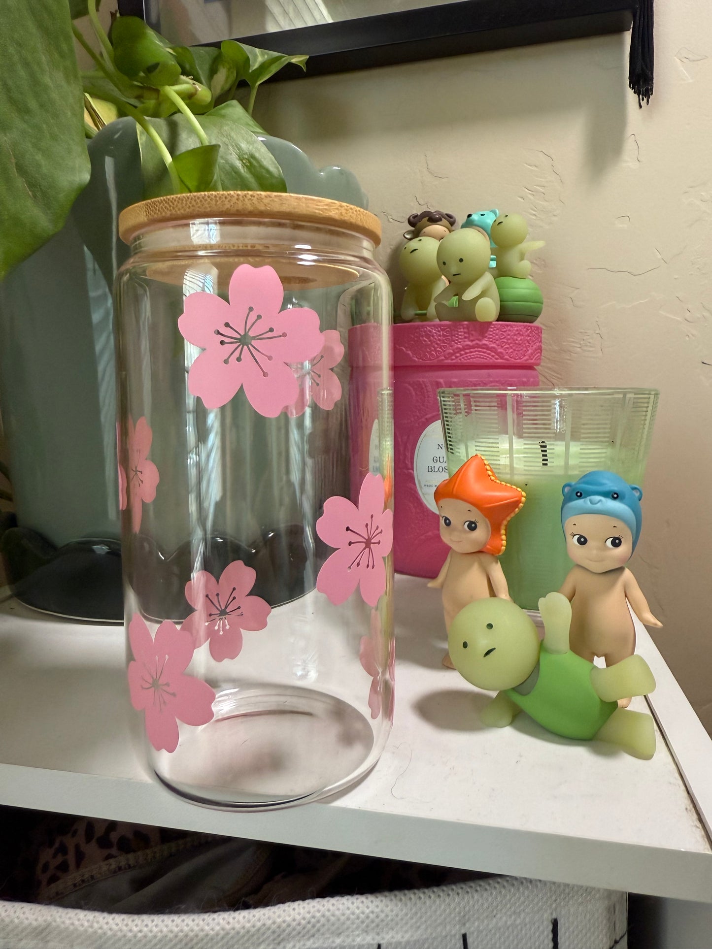 Cherry blossom glass cup