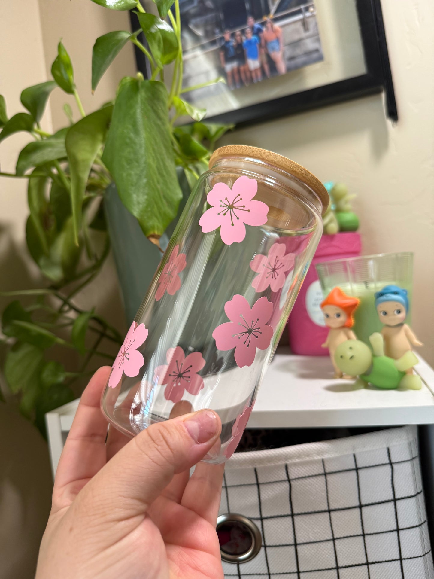 Cherry blossom glass cup