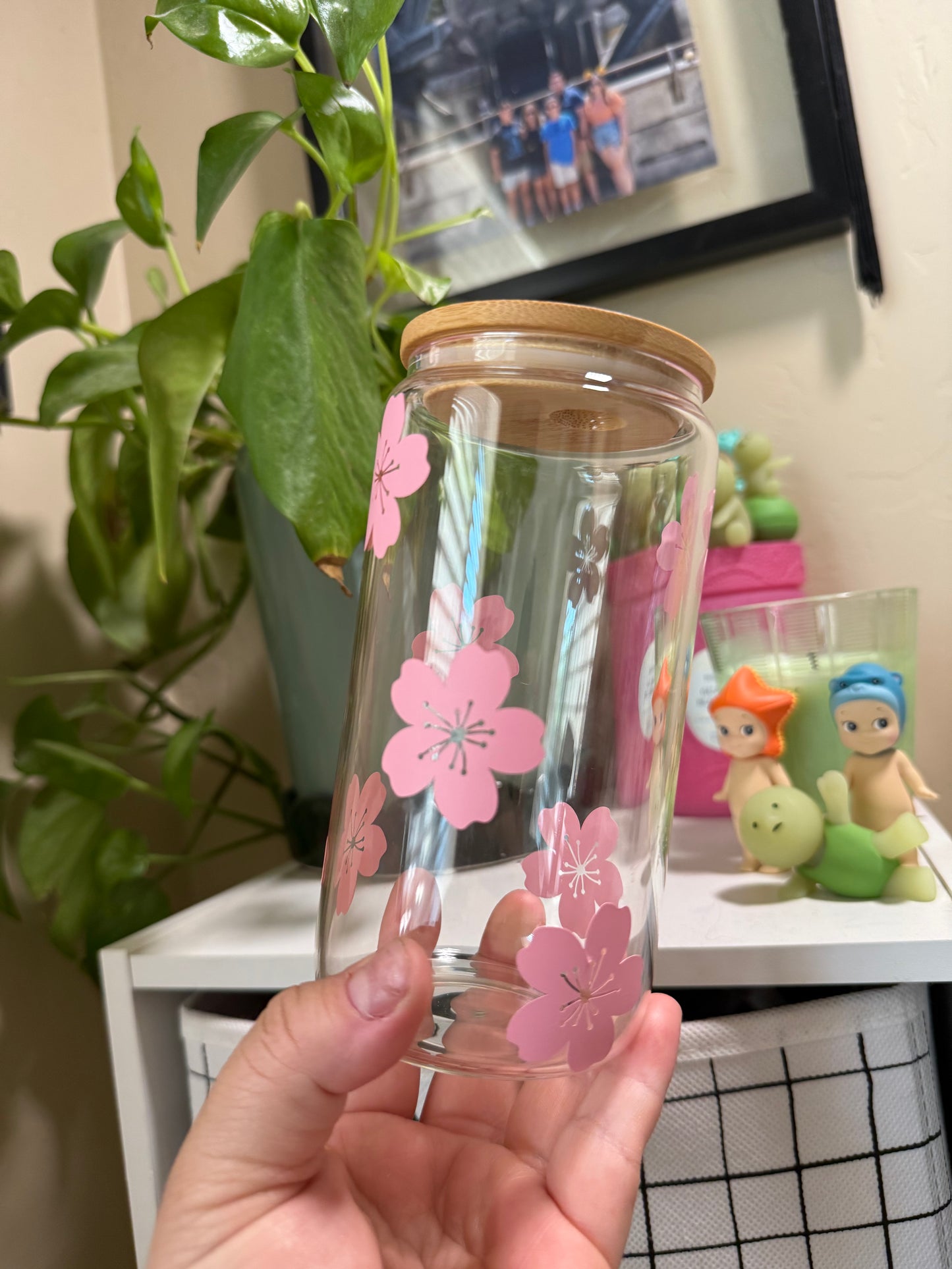 Cherry blossom glass cup